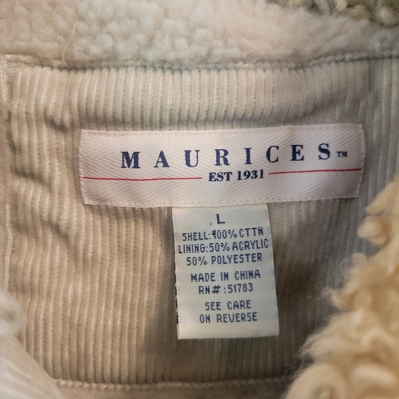 Vintage Maurices Cream Corduroy Vest With Sherpa Lining And Collar - Picture 5 of 6